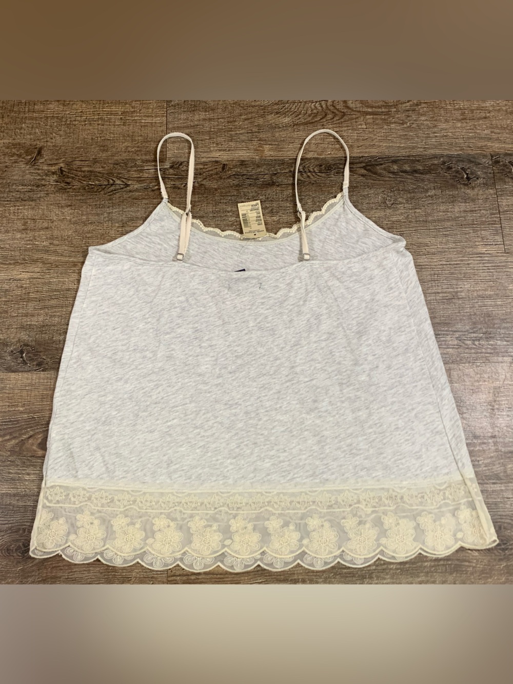 American Eagle Outfitters Gray Lace Trimmed Cami Sz L. Fairy Y2K Boho Top - Picture 8 of 8